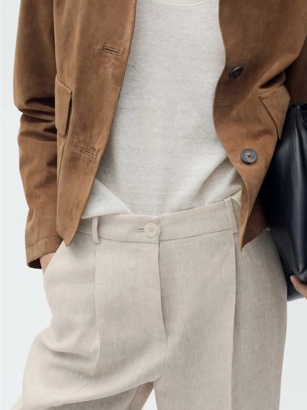 Mango Beige Straight-Leg Tailored Pants NWT